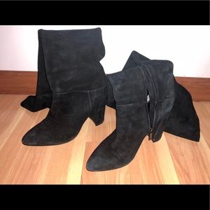 Pre-owned Velvet Black Suede Over-The-Knee Boots